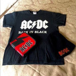 Vintage AC/DC Bundle tshirt, toque, cd holder